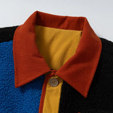 Color Block Patchwork Plush Padded Jacket