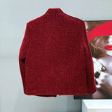 Elegant Red Tweed Blazer