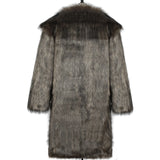 Long Grey Faux Fur Coat
