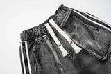 Ripped Denim Wide Leg Jeans Shorts