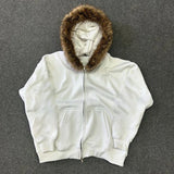 faux fur zip up hoodie