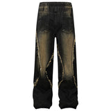 Washed Black Wide-Leg Drawstring Jeans