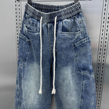 Drawstring Denim Pocket Jeans