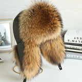 Oversized Fox Fur Leather Trapper Hat