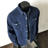 Denim Collar Striped Shirt