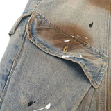 Mud-Dyed Distressed Loose Denim Pants