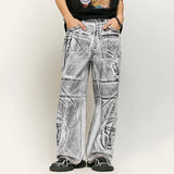 White Graphic Printed Jeans