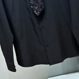 Black Sequin Dress Tie Shirt