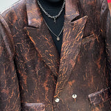 Marble Printed Double-Breasted Blazer