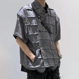 Plaid Wave Asymmetrical Shirt