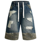 Camouflage Patchwork Denim Shorts