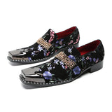 Square Toe Leather Slip-Ons