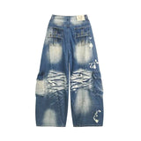 Deconstructed Splatter-paint Denim Trousers