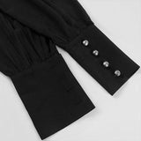 Victorian High-Neck Lace Jabot Blouse with Ruffle Collar