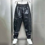 PU Leather Fleece Pocket Pants