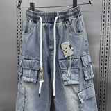 Multi-pocket Drawstring Cargo Jeans