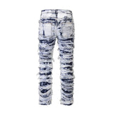 Shredded Destroyed Frayed Whisker Denim Jeans