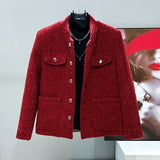 Elegant Red Tweed Blazer
