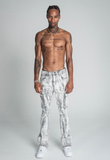 AJ29SK GREY/WHITE WASH STACKED CARGO JEANS