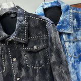 Studded Acid Wash Denim Jacket