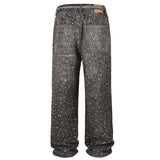 Rhinestone Washed Denim Jeans