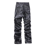 Pleated PU Leather Pants