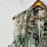 Butterfly Breathable Organza Blazer Cropped Vest