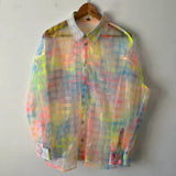 Rainbow Plaid Transparent Button-Up