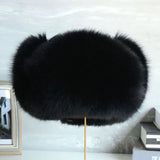 Oversized Fox Fur Leather Trapper Hat