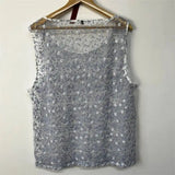 Heavy Embroidery Sheer Mesh Loose Tank Top