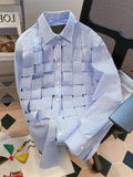 Weaved Blue Striped Button Up