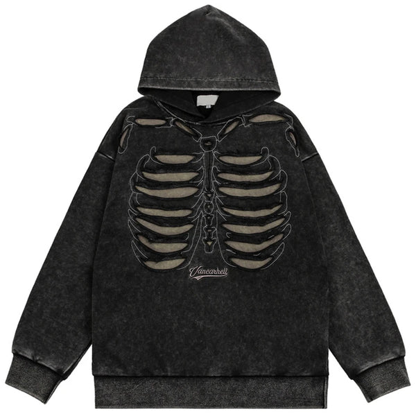 Ripped Skeleton Washed Hoodie – limetliss