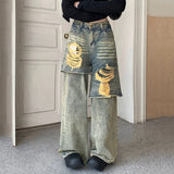 Distressed Dual-Layer Denim Jeans