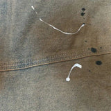 Mud-Dyed Distressed Loose Denim Pants