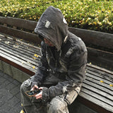 Zipper Darkwear Denim Jacket