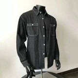 Denim Collar Striped Shirt