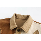 Earth-Tone Patchwork Canvas Jacket
