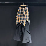 Loose Patchwork Plaid Pants