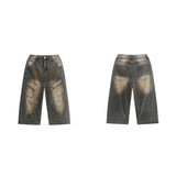 Distressed Multi-pocket Denim Shorts