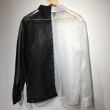 Monochrome Mirage Sheer Button-Up