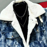Faux Shearling Lined Denim Jacket