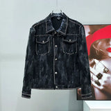Studded Acid Wash Denim Jacket