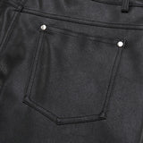 Studded Black Leather Shorts