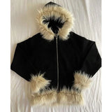 faux fur zip up hoodie
