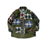 Camouflage Plaid Patchwork Button-up