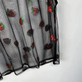 Strawberry Sequin Embroidered Sheer Mesh Tank Top