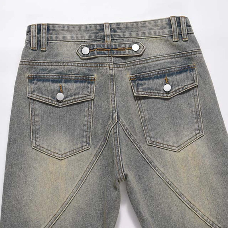 Stone Grey Zip Flare Denim Jeans