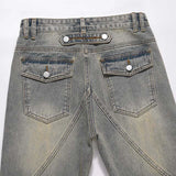 Stone Grey Zip Flare Denim Jeans