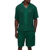 Knitted two-piece shirt and shorts