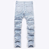 Fringe Distressed Denim Patched Jeans